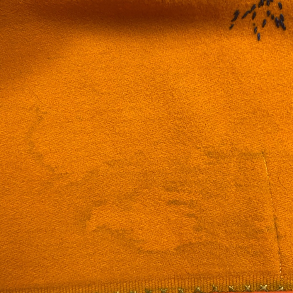 VINTAGE Embroidered Floral Pumpkin Color Felt Vest - Picture 7 of 12